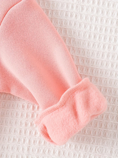 Newborn baby girl's English printed fleece hoodie and sporty casual pants are suitable for outdoor use