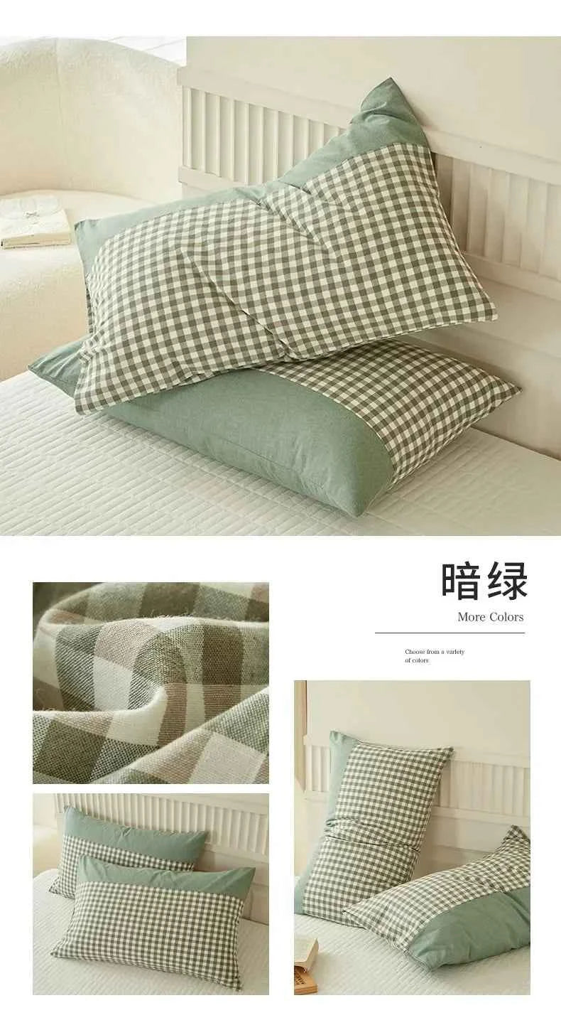 Pillowcase Envelope Style Plaid Couples Plain Ins 48x74cm 100% Pure Cotton Home Textile Household Bedroom Throw Pillow Case