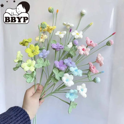 Crochet Flower Cute Yarn flowers are ephemeral flower Bud Bouquet Handwoven Flower Creative Party Wedding Bouquet Decor