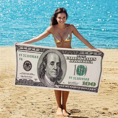 70x140cm European and American dollar beach towels, digital printed large towels, bath towels, ultra-fine fiber absorbent towels