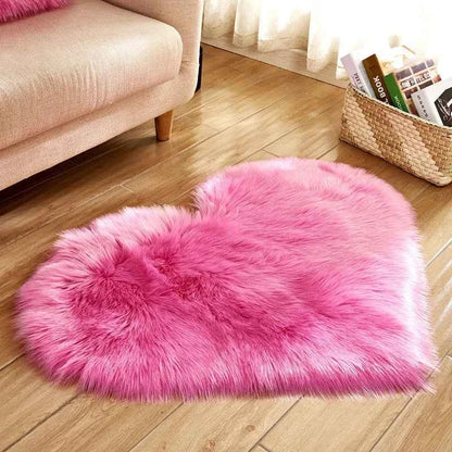 Heart Shaped Faux Fur Rug Bedroom Fluffy Shaggy Area Rugs Sheepskin Fuzzy Rug Carpets Throw Shag Rug Sofa Decor Floor Mat Plush