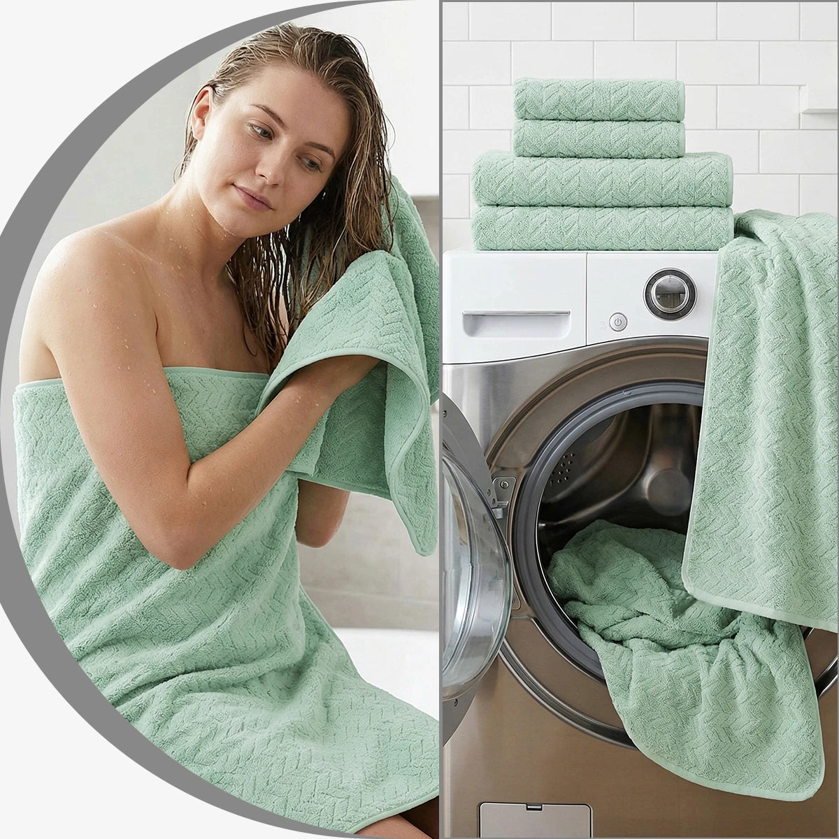 12-Piece Towel Set, 2 Bath Towels + 4 Hand Towels + 6 Face Towels, Soft