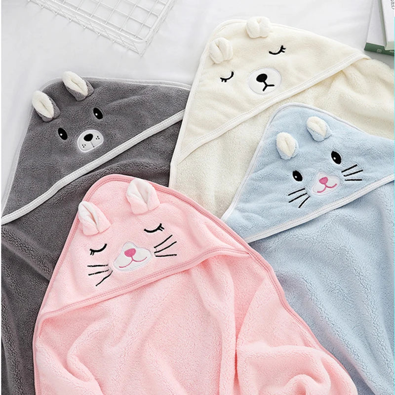 Gray Hooded Coral Fleece Baby Bath Towel & Swaddle Blanket, Newborn to Toddler