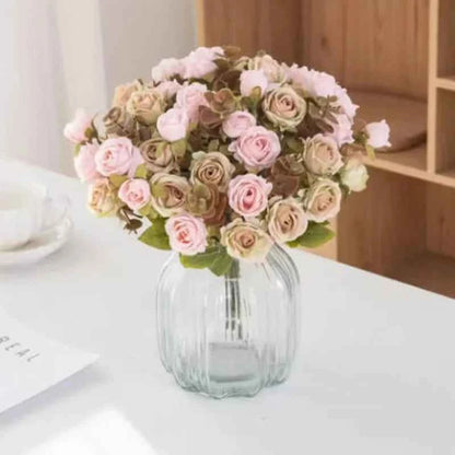 Uflower 10 Heads Flowers Scrapbooking Silk Roses Wedding Party Christmas Bouquet Household Products Vases for Home Decoration