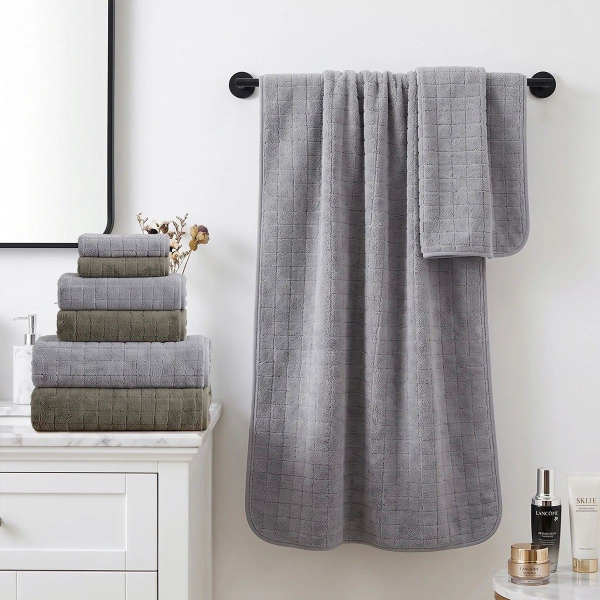 6-Piece Towel and Bath Towel Set, 2 Bath Towels + 2 Hand Towels