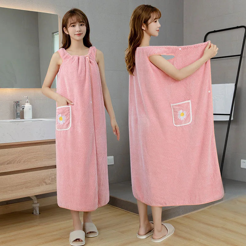 Wearable Bath Wrap Towel, Washable Bathrobe