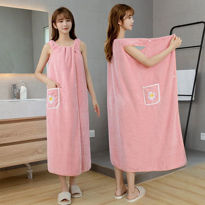 Wearable Bath Wrap Towel, Washable Bathrobe
