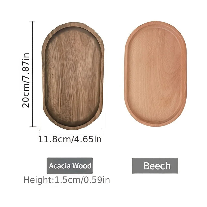 1PCS Tableware Solid Wood Round Dessert Plate Japanese-style Wooden Tray Snack Wooden Dried Fruit Tray Kitchen Accessories