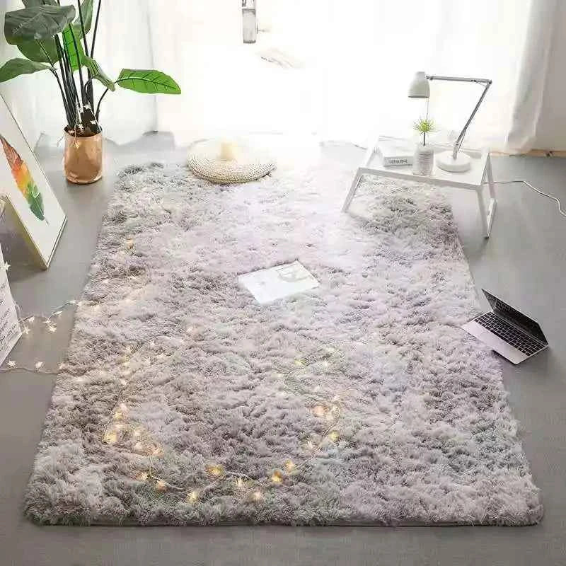 VIKAMA Tie-dyed Fluffy Carpets For Living Room Decor Bedside Rug Warm Plush Floor Mats Children's Room Play Mats Furry Carpet
