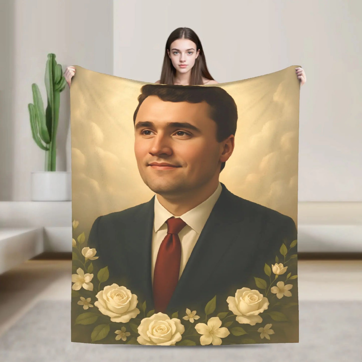Charlie Kirk Angelic Advocate Blanket  Super Warm Funny Plush Throw Blanket For Boy Girl Living Room Flannel Bedspread Bed Cover