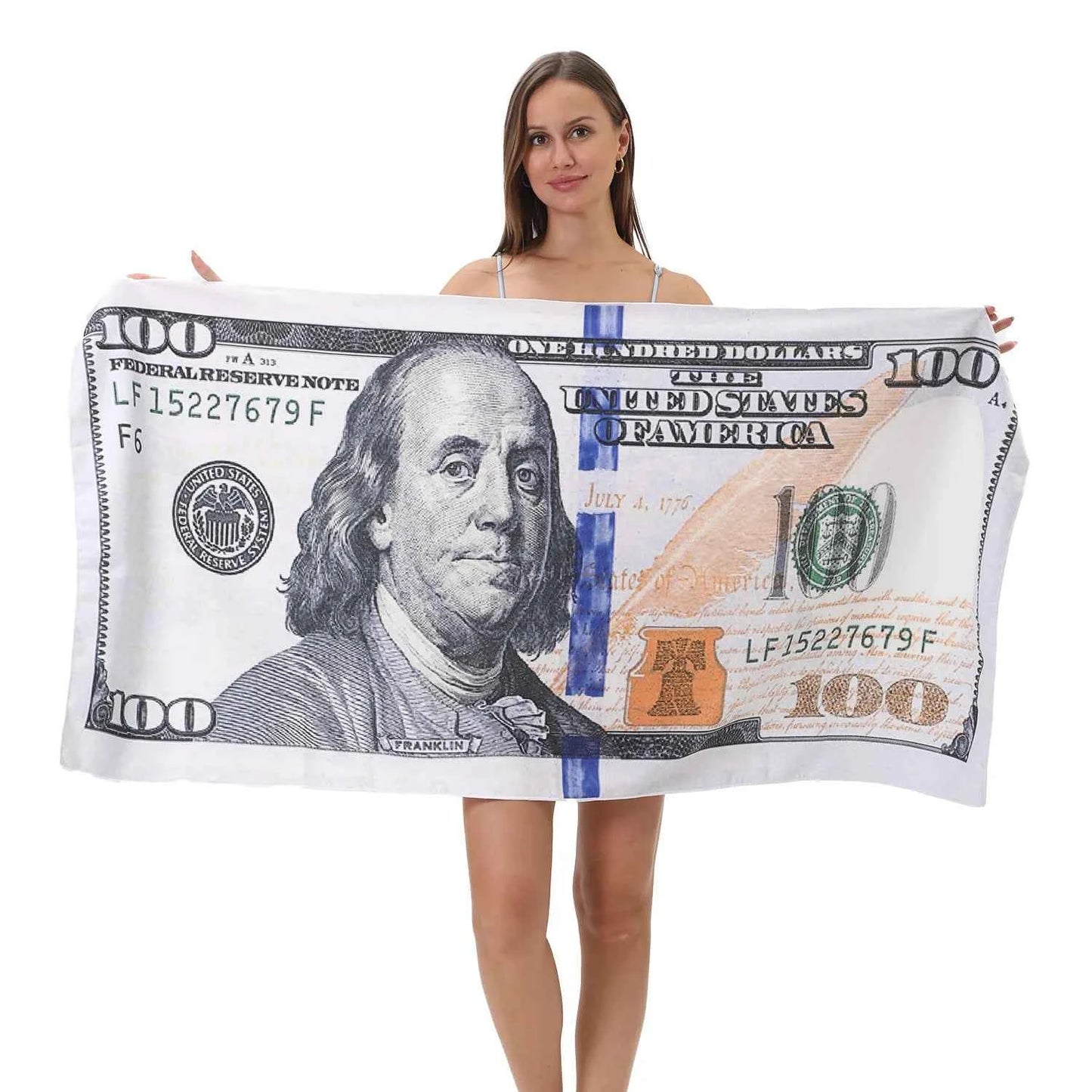 70x140cm European and American dollar beach towels, digital printed large towels, bath towels, ultra-fine fiber absorbent towels