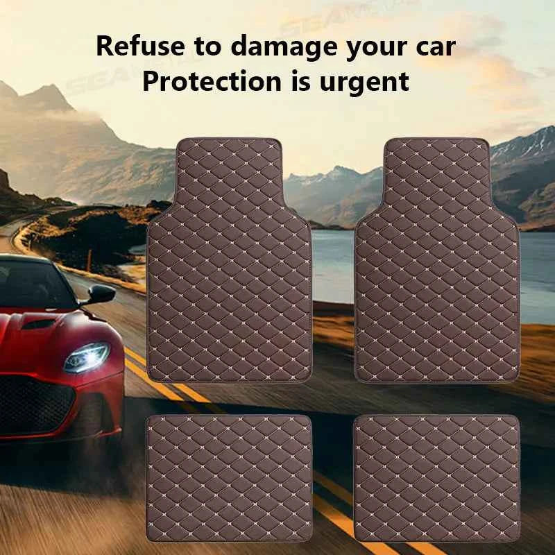 BLALION Car Floor Mats 4PCS Universal PU Waterproof Auto Foot Pad Protector Carpet Front and Rear Mats Set Interior Accessories