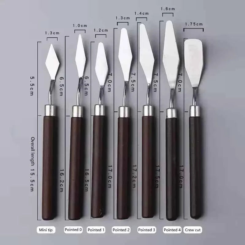 7Pcs/set Fondant Cake Spatula Cream Mixing Mini Knife Scraper Redwood Pole Art Crafts Oil Tools Painting Or Kitchen Accessories