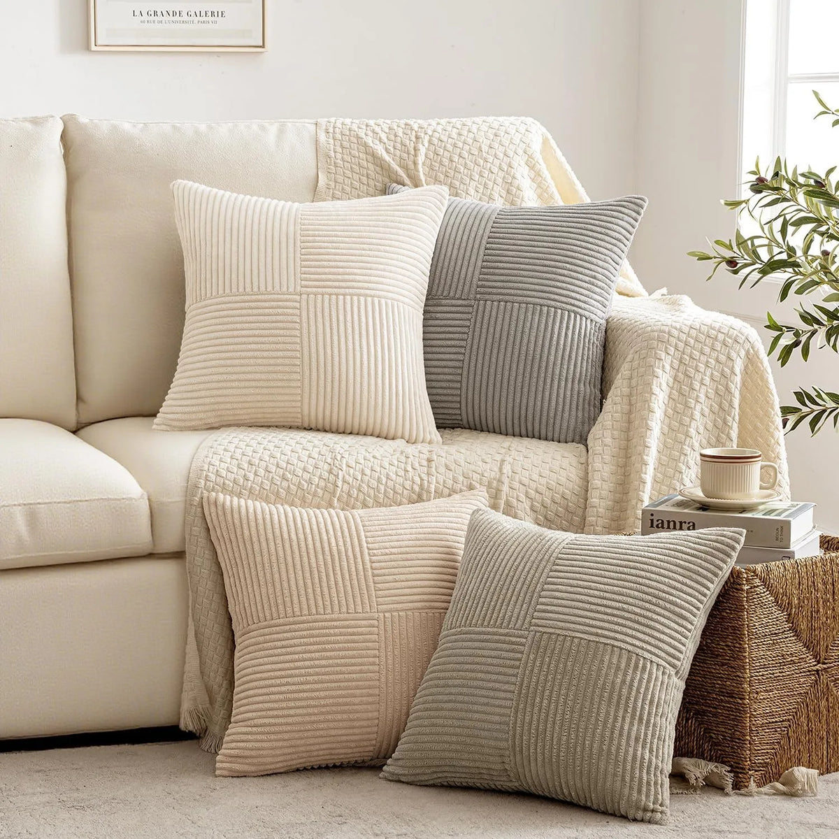 Neutral Corduroy Decorative Cushion Cover