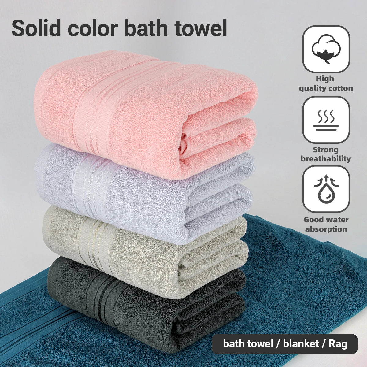 4-Piece Luxury Pure Cotton Bath Towel Set, 1 Bath Towel + 1 Face Towel