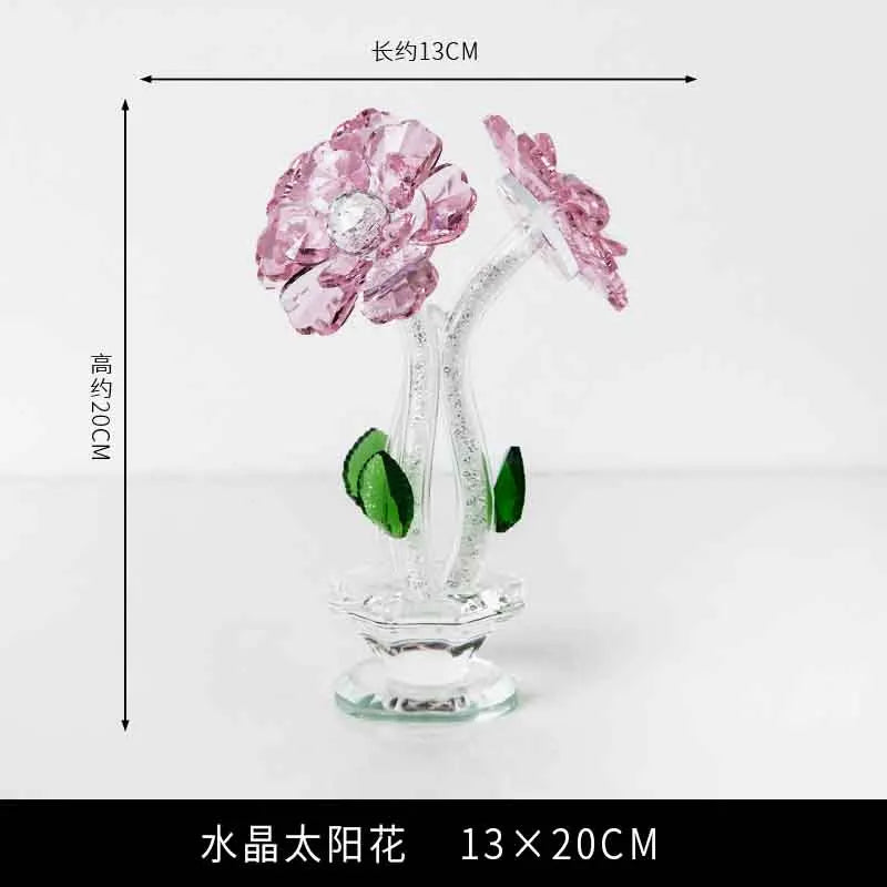 Flower Basket Sculpture, Room Decor, Crystal Crafts Ornaments, Home Office Desktop Decoration, Artwork Luxury Gifts,Customized