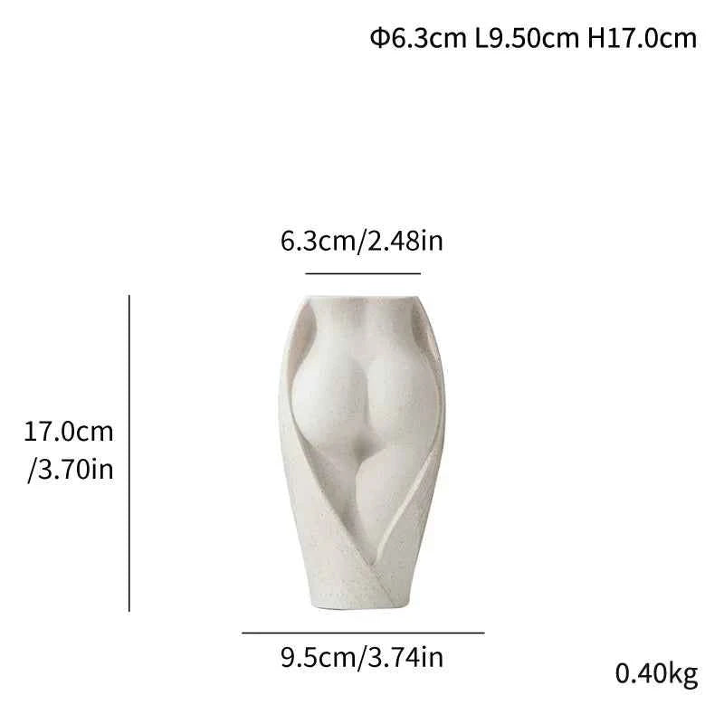 Straight tube vase ceramic products semi nude flower inserts human body crafts decorative ornaments