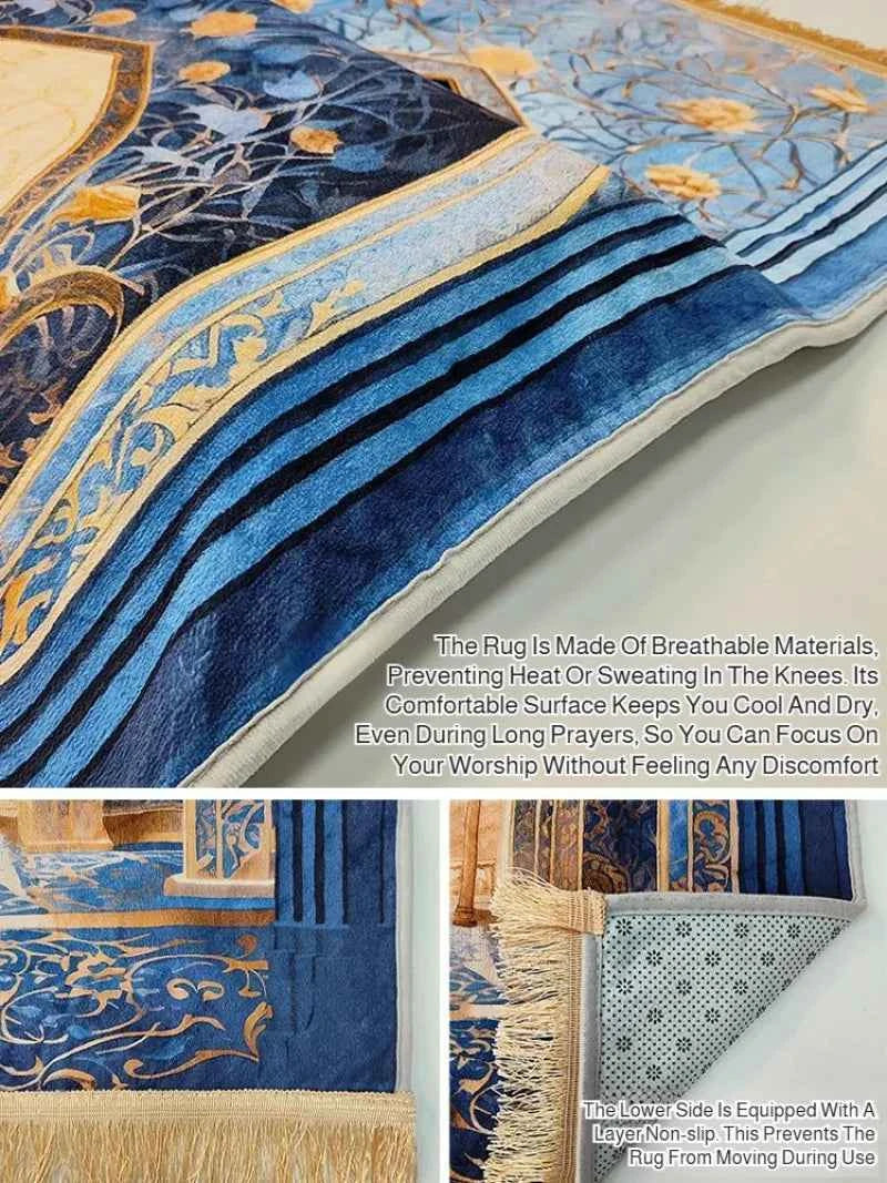 Home Living Room Carpet 8cm Thickened Printed Carpet Non-Slip Comfortable Lengthened Knee Pad Prayer Mat for Islam&Christianity