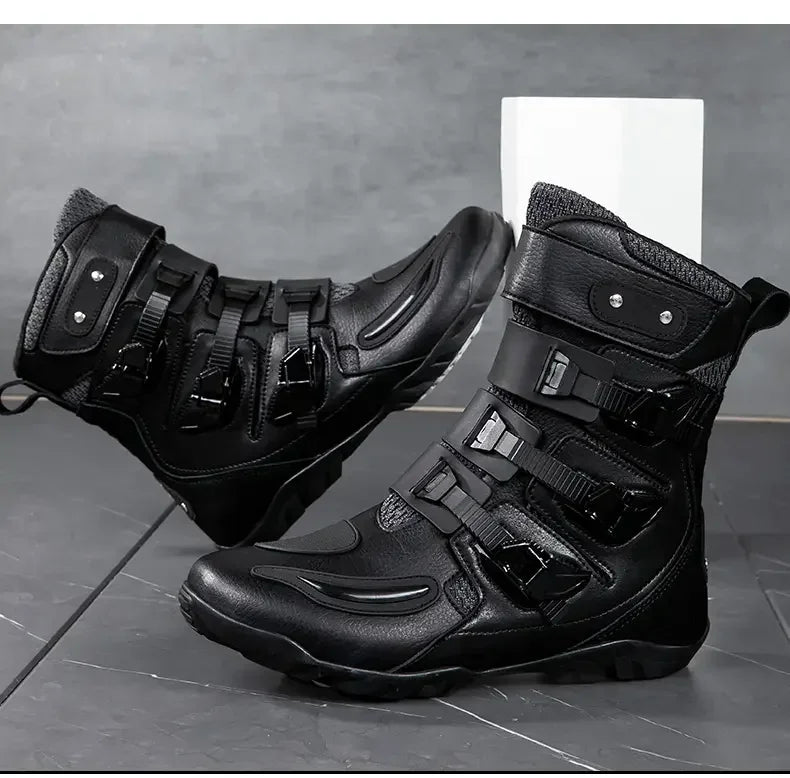 New Waterproof Men's Dirt Bike Shoes Men's Motorcycle Boots New Comfortable Leather Protective Boots Anti-slip Wear-resistant