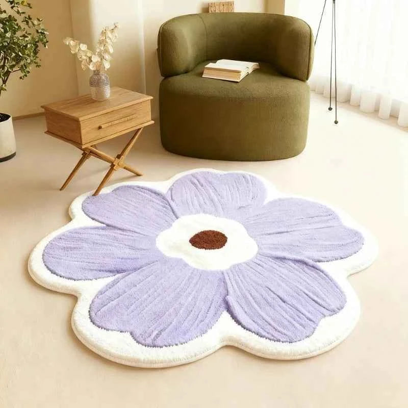 Flower Pattern Bedroom Decor Plush Carpet Fluffy Soft Carpets for Living Room Thick Washable Lounge Floor Mat Home Anti-slip Rug