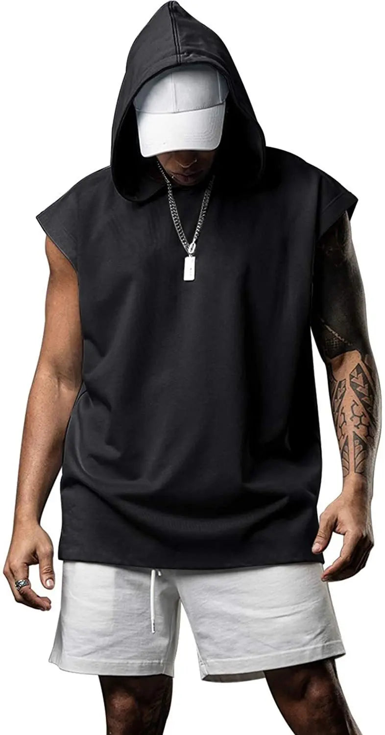 Solid Color 2023 Brand New Men's Tank Tops Vest Sleeveless Tees For Male Hooded Man Vests Tops Hip Hop Men Tank Top T shirt