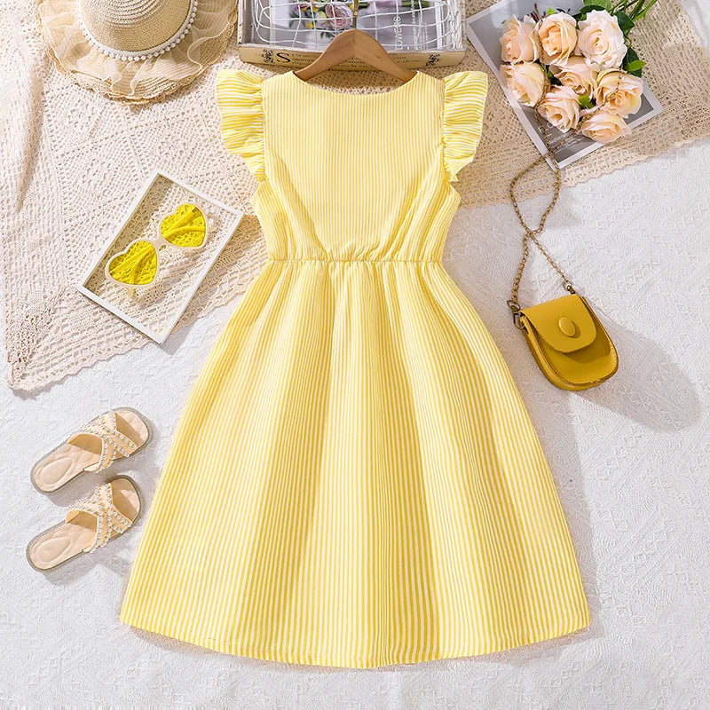 Kids Dress For Girls 8-12 Years Summer Girls Dopamine Dress Graduation Birthday Party Event Fresh Sweet Style Girls Dress