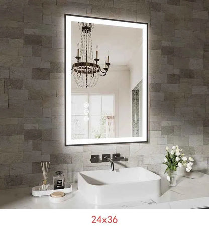 72x36 Inch Frameless Smart LED Bathroom Mirror with Touch Control and Anti-Fog Feature