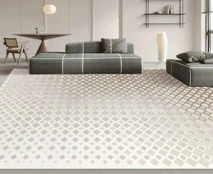 Modern White Minimalism Large Living Room Carpet Light Luxury Beige Decoration Bedroom Carpet Soft Lounge Rug Washable Floor Mat