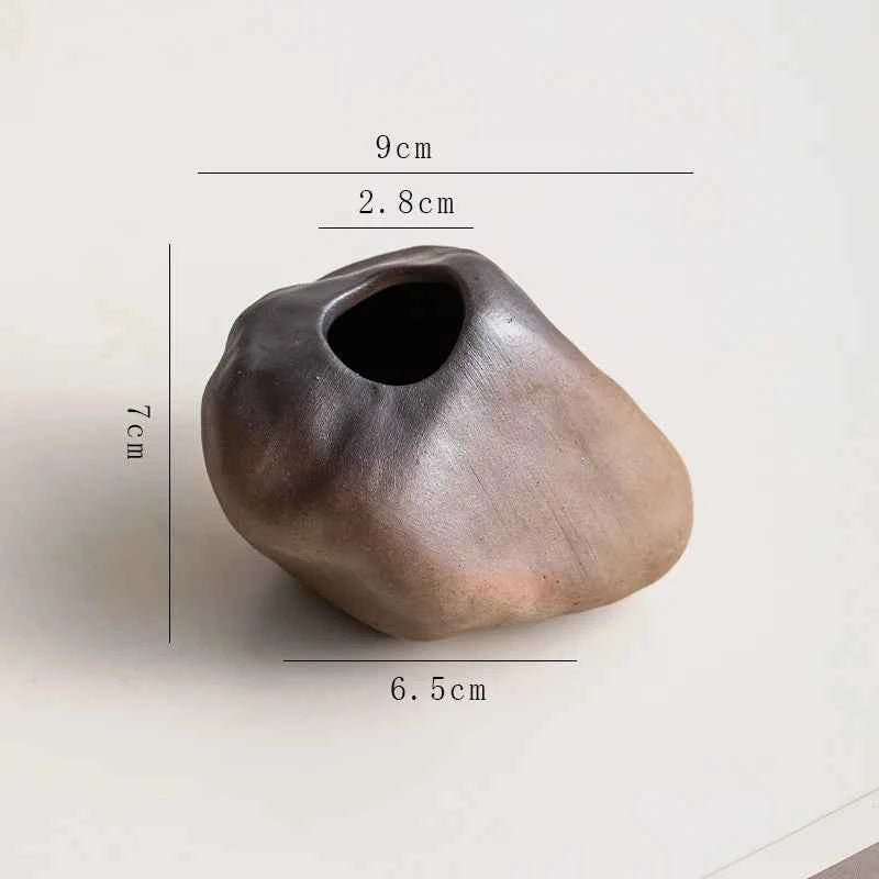 Creative Irregular Stone Shape Ceramic Vase Flowers Plant Potted Hydroponics Mini Vase Interior Aesthetics Home Decoration Gifts
