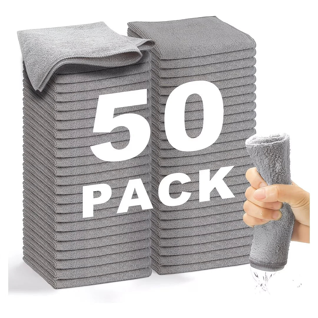 Lint-Free Microfiber Cleaning Cloths, Reusable