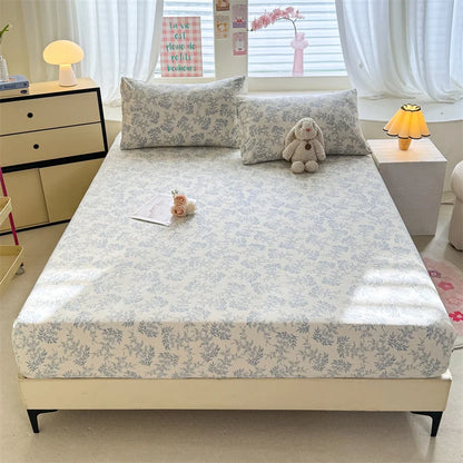 Floral Washed Cotton Fitted Sheet | Single-King