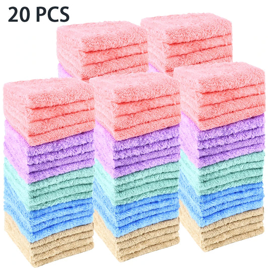 Lot de 20 gants de toilette doux et absorbants — Serviettes carrées à séchage rapide