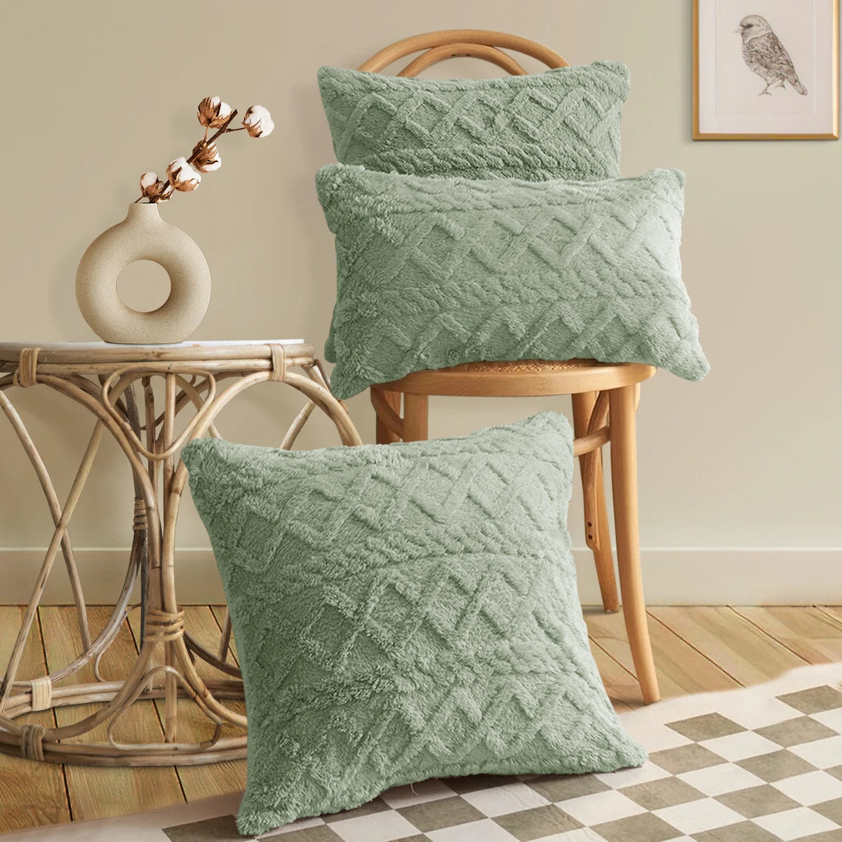 Double-Sided Jacquard Plush Cushion Cover