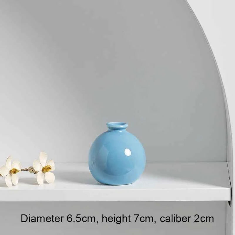 7cm Small Ceramic Base Ins Simple Japanese Home Living Room Porch Decoration Vase White Pink Purple Blue Dry Flower Hydroponics