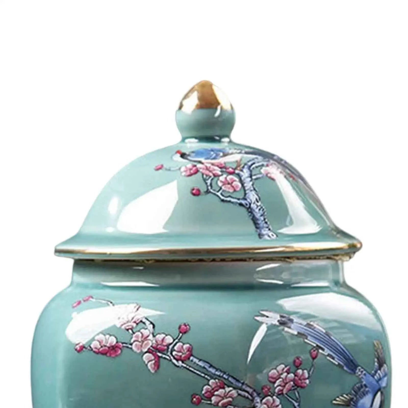 Chinese Style Ceramic Ginger Jar Oriental Style Dried Flower Vase Glazed