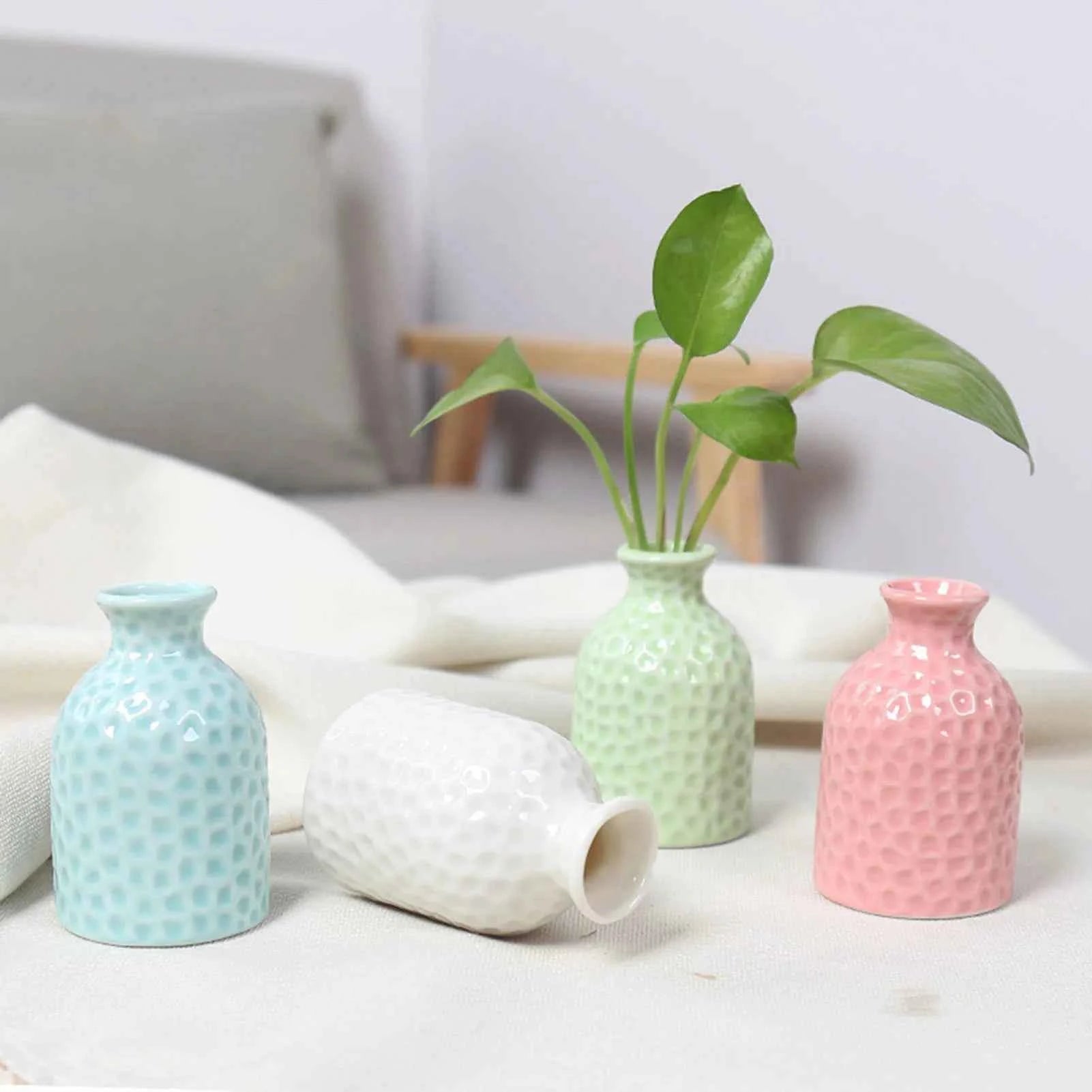 Ceramic Flower Vase Pot Hydroponic Bottle Creative Vase for Plants Office Desktop Ornament Home Room Decor Garden Flowerpot