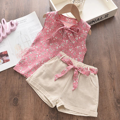 Baby Girls Sleeveless Vest & Shorts 2-Piece Set