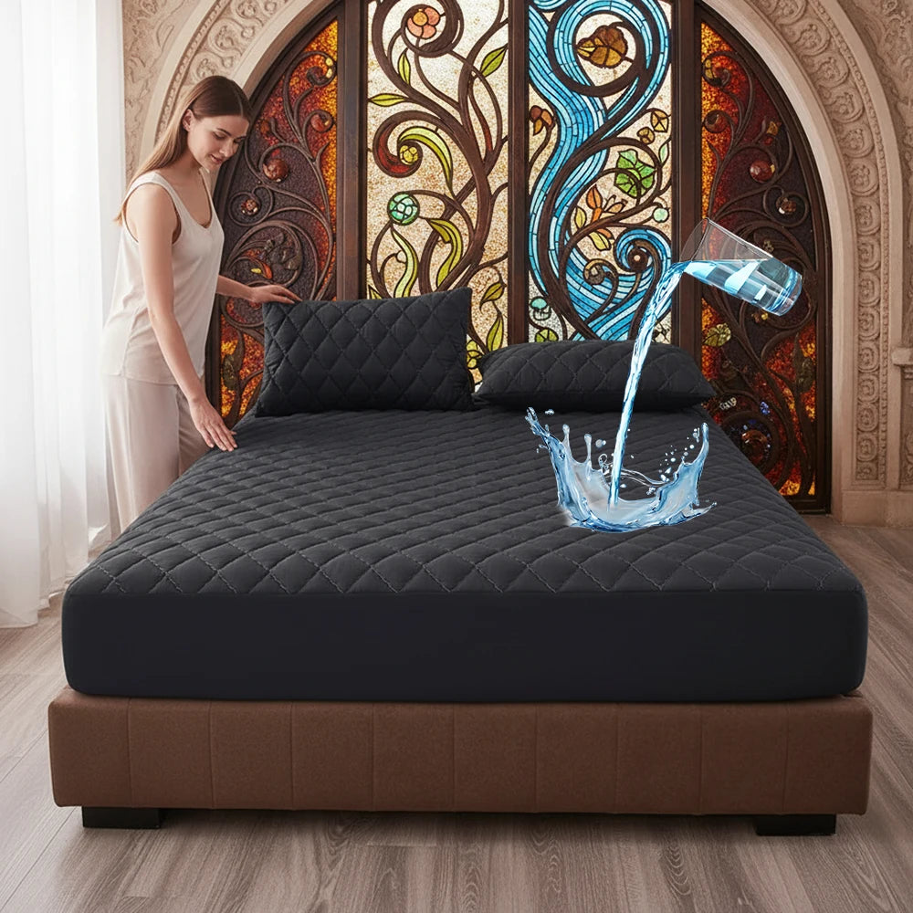 Quilted Wrinkle-Free King Fitted Sheet, Microfiber