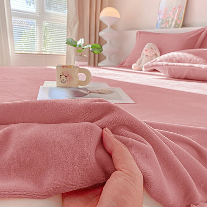 200g Milk Fleece Fitted Sheet - Soft Warm Deep Pocket Bed Cover, Anti-Slip Wrinkle-Resistant, Suitable for Bedroom Mattress