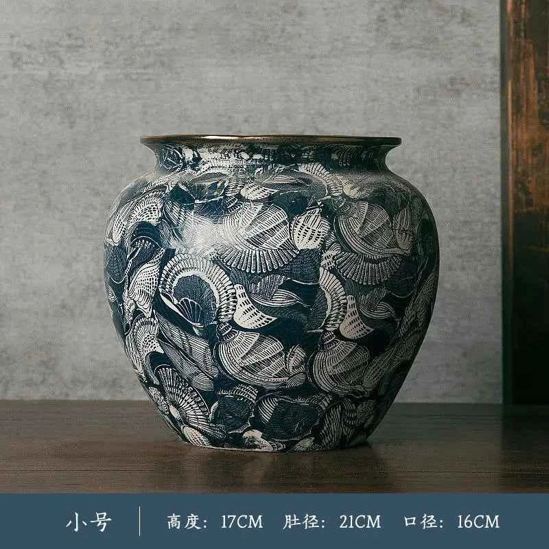 New Ceramic Vase, Flower Arrangement Pottery Jar, Hotel Homestay, Light Luxury Table Decoration, Retro Art Ornament