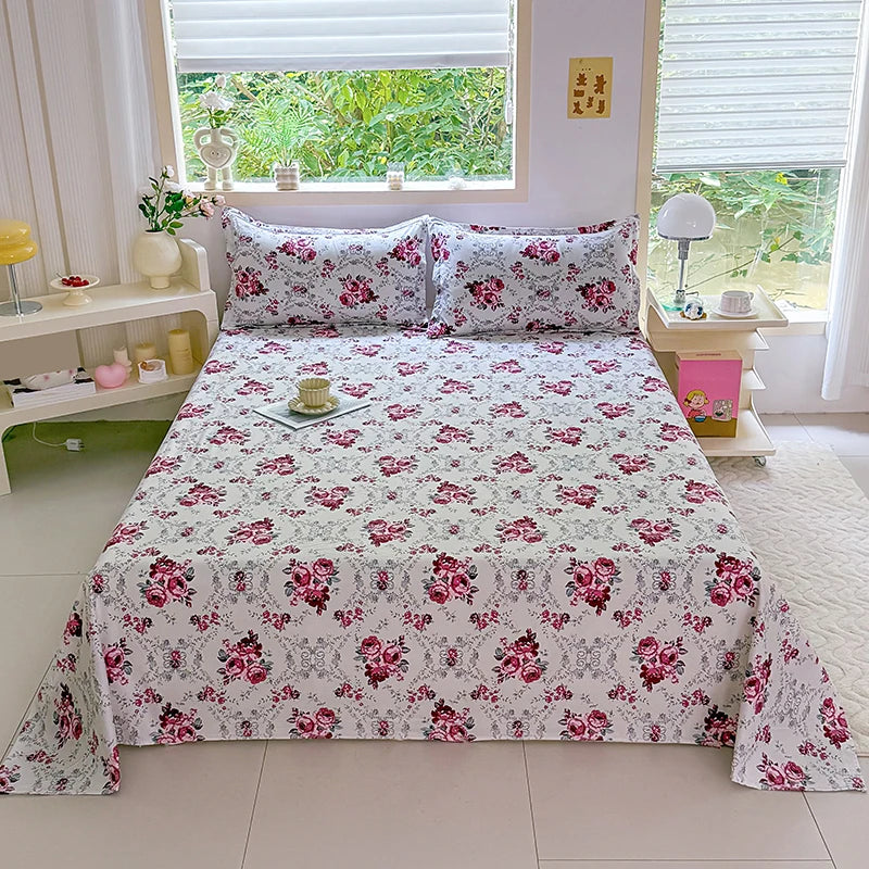 Floral Printed Flat Top Sheet | Single, Queen, King