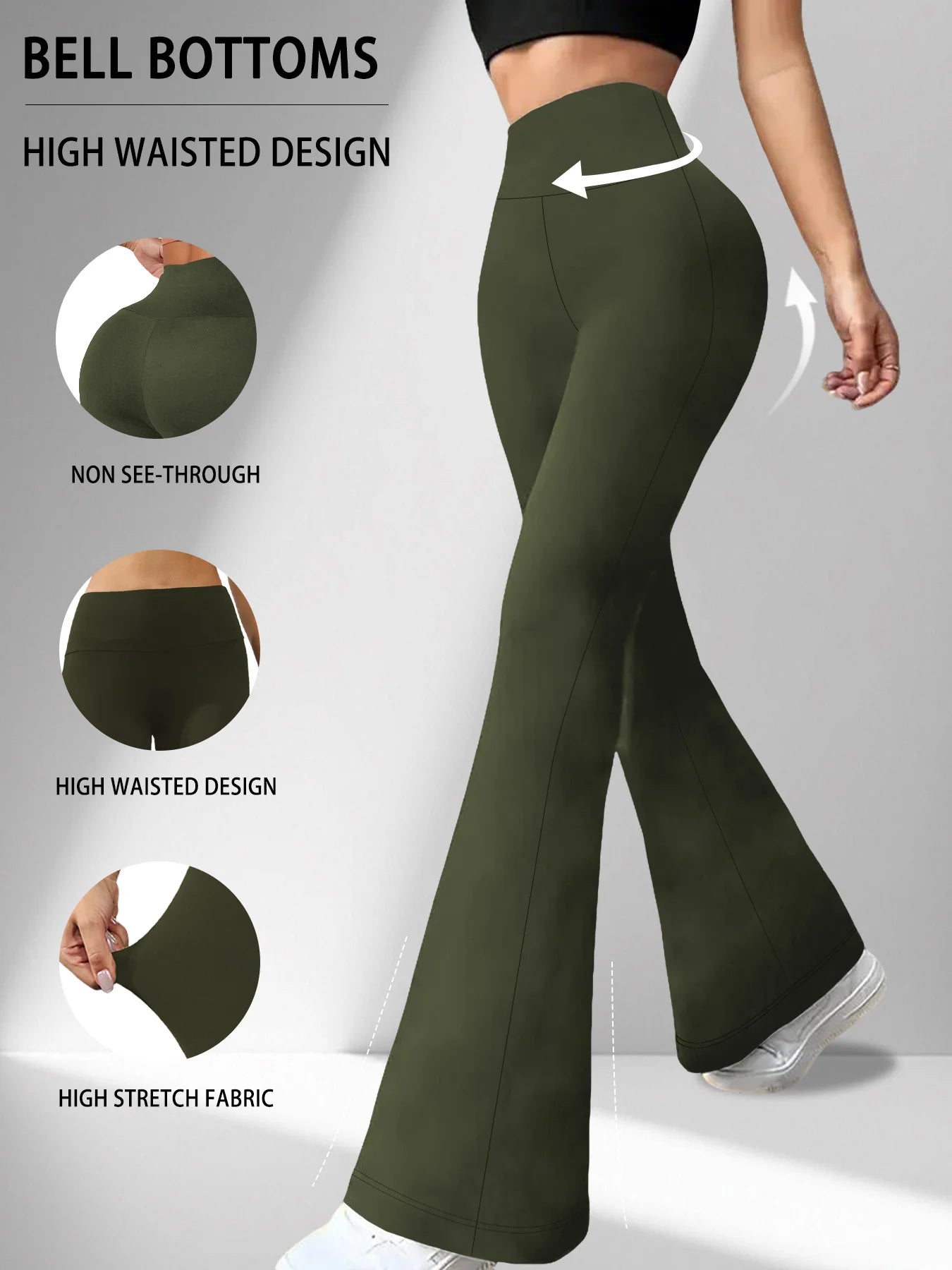 Women's Super Soft Flare Pants — High Waisted Tummy Control Yoga Bell Bottoms