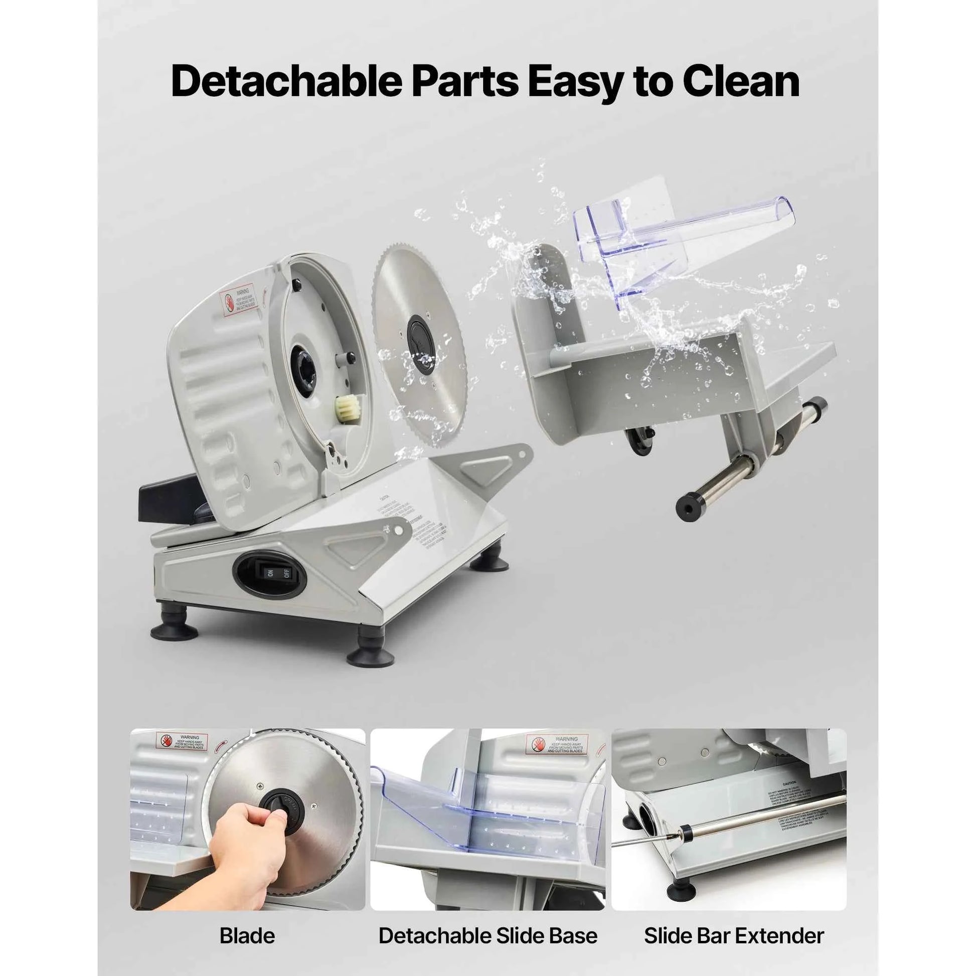 SucceBuy 6.7-10 inch Meat Slicer Electric Deli Slicer Machine with two SUS420 Blades Home Food-Slicer for Meat, Ham, Baguett