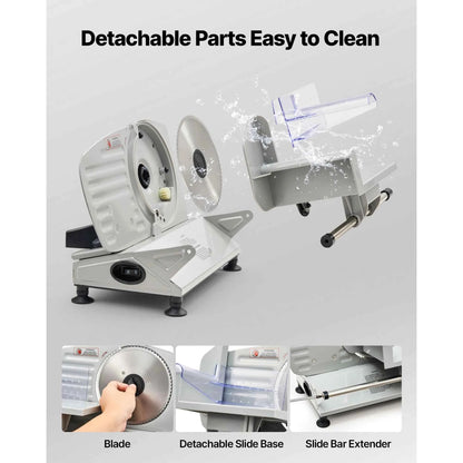 SucceBuy 6.7-10 inch Meat Slicer Electric Deli Slicer Machine with two SUS420 Blades Home Food-Slicer for Meat, Ham, Baguett