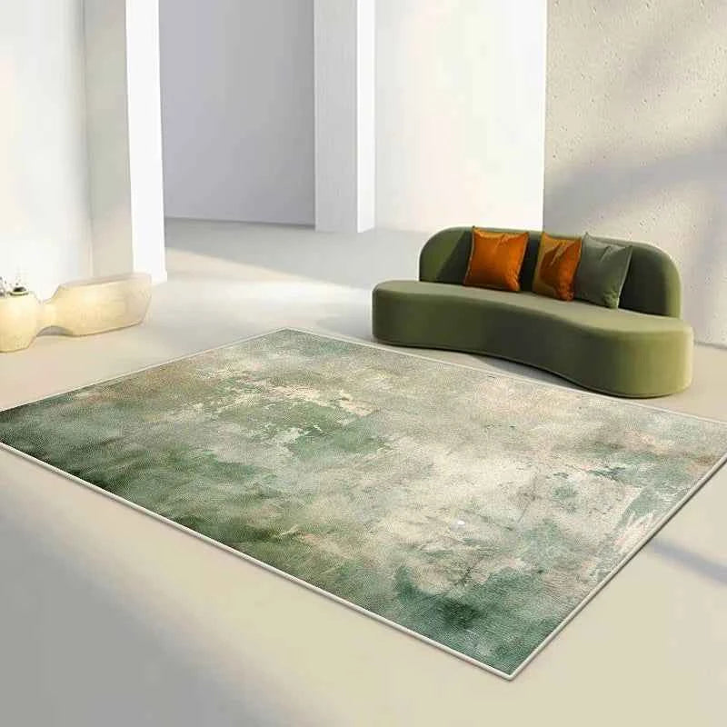 Green Abstract Flannel Carpet Bedroom Decoration Large Area Rugs Sofa Side Carpets for Living Room Soft Fluffy Lounge Floor Mat