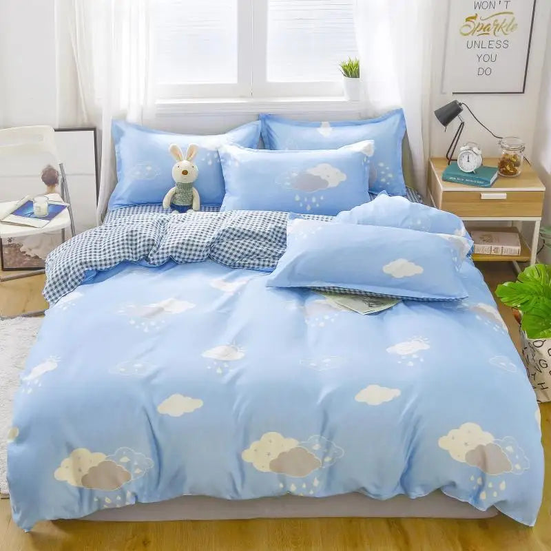 Daisy Print Washed Cotton Duvet Cover Set, King