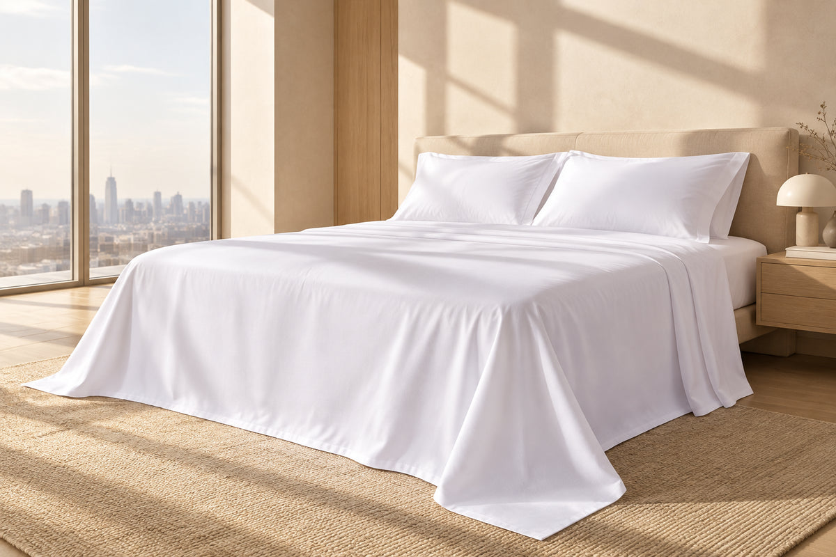 Solid Color Cotton Flat Sheet | Multiple Sizes