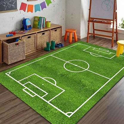 Sports Theme Racing Track Basketball Court Soccer Field Carpet Kids Play Mat Home Decoration Non-Slip Floor Mat Rugs for Bedroom