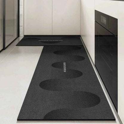 Kitchen Carpet Non-slip Waterproof Oil-proof PVC Leather Floor Mat Minimalist Gray White Letter Long Size Home Decoration Rugs