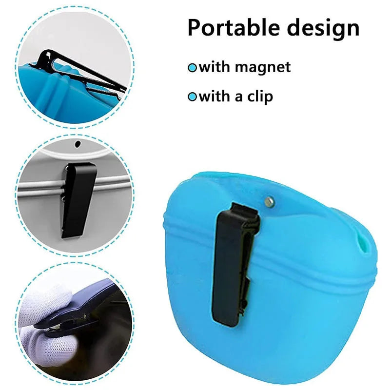 Portable Dog Training Treat Bag – Silicone Snack Fanny Pack for Outdoor Training